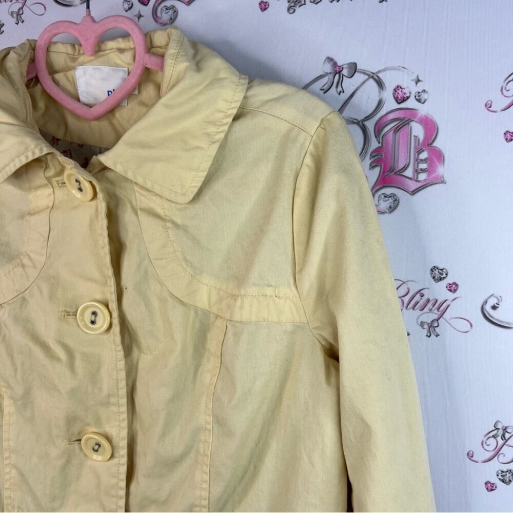 Pbi jacket coat pastel light Yellow Trench Coat button up floral interior - Picture 5 of 15